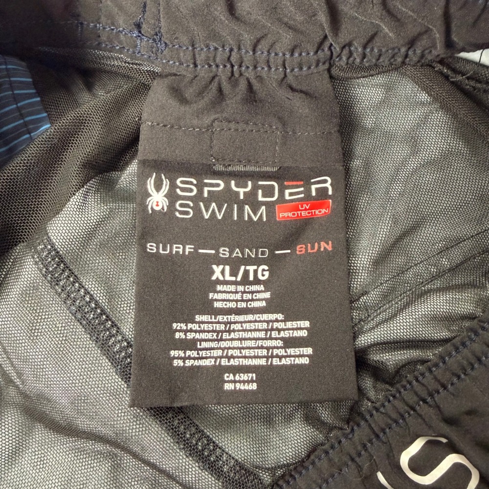 Spyder Men's Blue Striped‎ Board Shorts Swim Trunks Size XL TG Style S620604 - Picture 6 of 7
